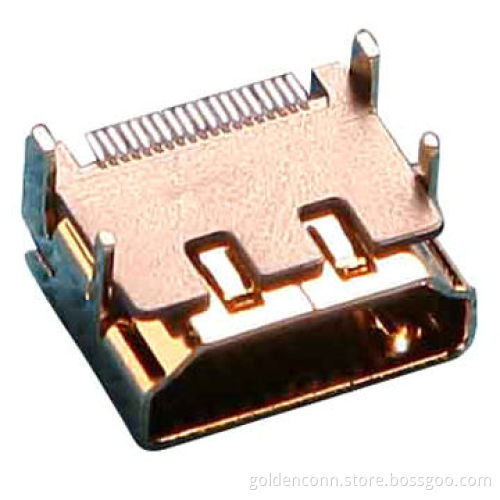 HDMI Connector in RE SMT and Gold-plated Type